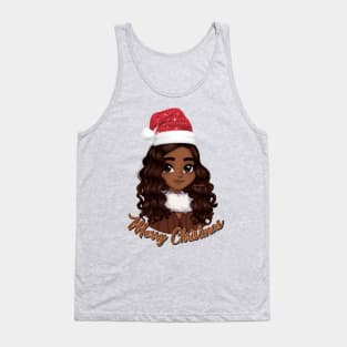 Black Girl Santa, Black Mrs Santa Claus, African American Santa, Merry Christmas Tank Top